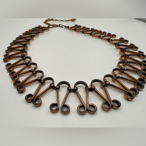 VINTAGE COPPER MID CENTURY MODERN SCULPTURE LINK ARTISAN NECKLACE - Picture 5 of 5